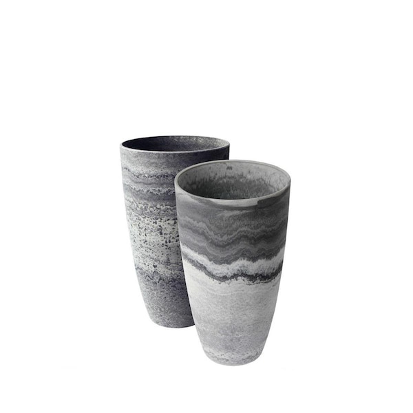 Algreen Acerra 11.5 in. by 20 in. Height Curved Vase Planters, Marble, 2PK 43428 - main